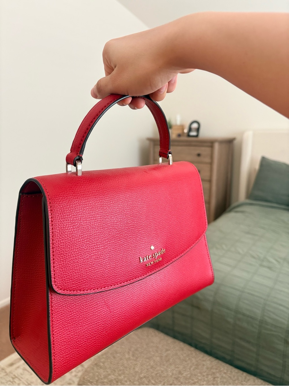 kate spade Red Leather Structured Top-Handle Satchel